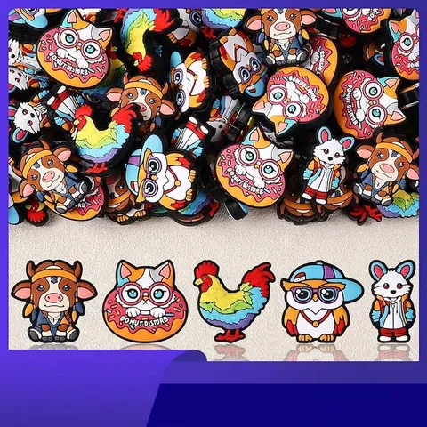 Cuentas de Silicona de Animales de Dibujos Animados Grado Alimenticio Sin BPA Silicona para Chupeteros DIY Bolígrafos de Cuentas Jibbitz Accesorios de Joyería