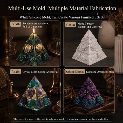 Rose Pyramid Silicone Mold For Candle Making DIY Embossed Flower 3D Geometric Scented Soap Resin Craft