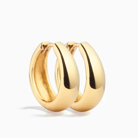 Minimalist 925 Sterling Silver Chunky Hoop Earrings For Women Polished Glossy Huggie Earrings Gold Silver Plated Basic Jewelry