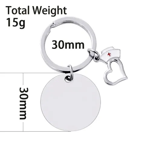 Stainless Steel Nurse Keychain Heart Stethoscope Hat Pendant Inspirational Engraved Jewelry Gift For Medical Professionals