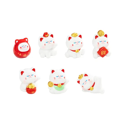 Miniature Lucky Cat Resin Figurines Maneki Neko Micro Landscape DIY Dollhouse Accessories Car Desktop Decor Beckoning Cat Ornament