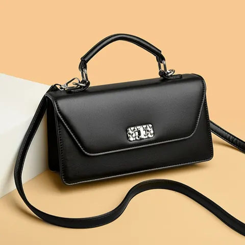Sac Baguette Élégant en Cuir PU Pour Femmes Mode Couleur Unie Patchwork Sac à Main Minimaliste Sac à Épaule Bandoulière Avec Fermoir en Métal Bureau Quotidien Voyage