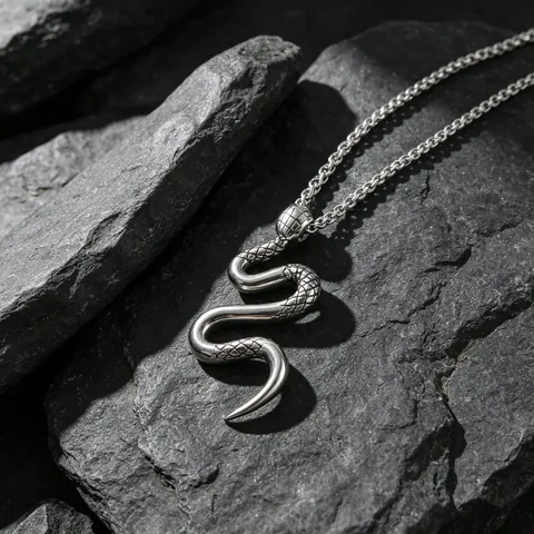 Vintage Roestvrij Stalen Slang Hanger Halsketting Voor Heren Dames Gepersonaliseerde Dier Slang Punk Stijl Gepolijst Sieraden Cadeau