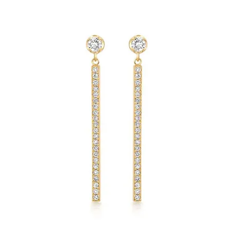 925 Sterlingsilber Lange Quaste Strass Ohrstecker Für Damen Elegante Voll Besetzte Lineare Hängeohrringe Schmuck