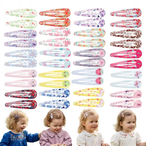 Kids Colorful Painted Metal BB Hair Clips Cute Floral Animal Fruit Pattern Snap Clips Girls Hair Accessories Styling Gift