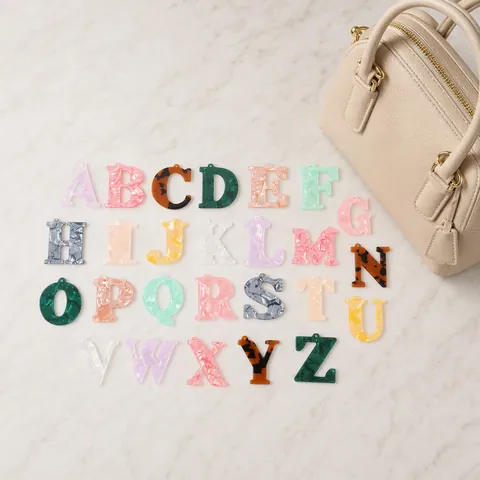 26 English Letters Acrylic Charms Set Marble Tortoiseshell Pattern Pendants For DIY Jewelry Making Bag Decoration Women