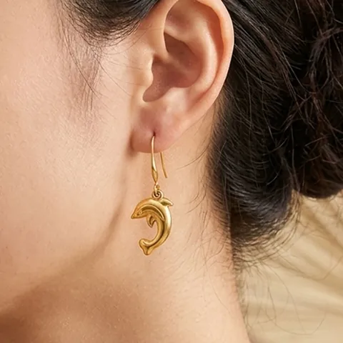 Edelstahl Gold Ozean Delfin Krake Seepferdchen Seestern Halskette Ohrringe Schmuck Für Damen Mode Sommer Accessoires