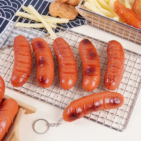 Modello Di Salsiccia Hot Dog Artificiale Realistico Accessori Fotografici PVC Cibo Finto Giocattolo Educativo Portachiavi