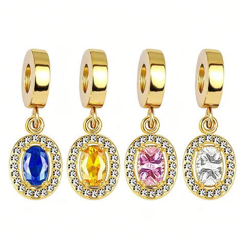 Ciondolo a Forma di Girasole in Acciaio Inossidabile con Strass Ovali Placcato Oro DIY Accessori per Gioielli da Donna