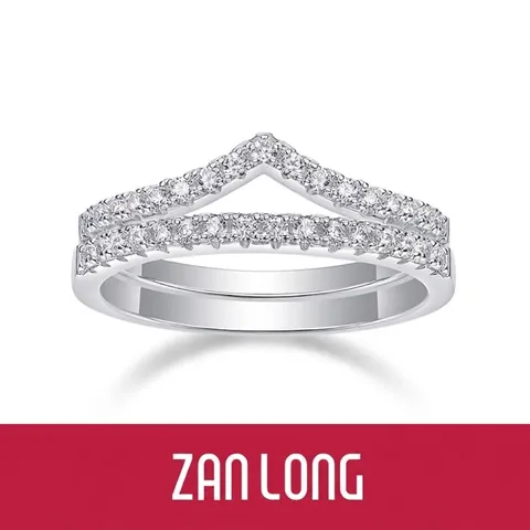 Anelli Impilabili a V in Argento Sterling 925 e Moissanite per Donna Colore D Pavé Oro Argento Oro Rosa Gioielli di Moda