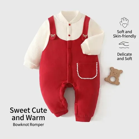 Cute Thickened Cotton Padded Long Sleeve Baby Jumpsuit Printed Infant Romper Warm Winter Spring Clothes Newborn Boys Girls