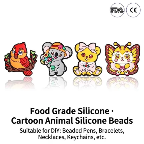 Voedselveilige Siliconen Cartoon Kralen Voor DIY Sieraden Maken Schattige Dieren Kardinaal Vlinder Koala Beer Kralen