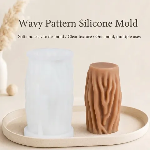Silicone Candle Mold Wave Tree Bark Texture DIY Handmade Aromatherapy Soap Plaster Craft Home Decoration Tool Kit