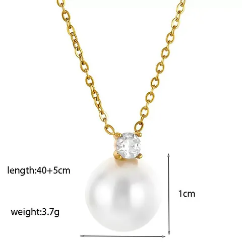 Edelstahl Süßwasserperle Anhänger Halskette Zirkonia Eingelegt Echt Vergoldet Elegante Ohrringe Schmuck Für Damen