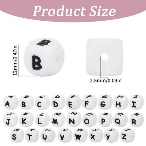 Perline in Silicone Alimentare con Lettere Inglesi per Catenelle Ciuccio Fai da Te Collana Dentizione Bracciale Accessori Gioielli