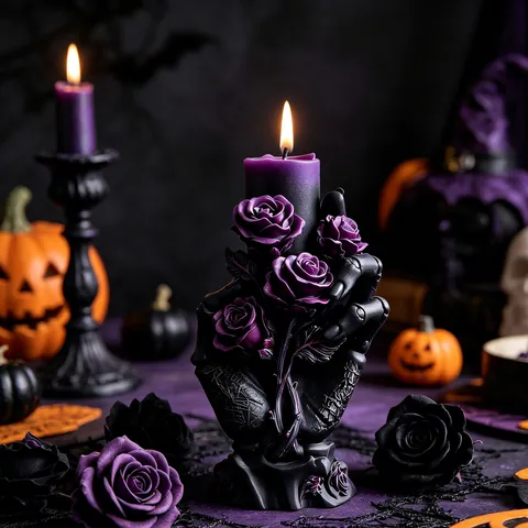 Gothic Skull Skeleton Hand Rose Candle Silicone Molds DIY Handmade Food Grade Aromatherapy Craft Mold Halloween