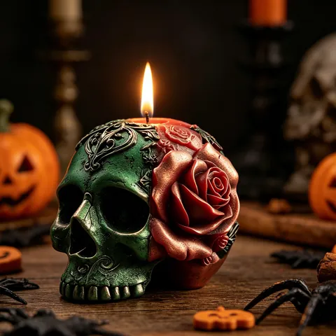 Gothic Skull Skeleton Hand Rose Candle Silicone Molds DIY Handmade Food Grade Aromatherapy Craft Mold Halloween