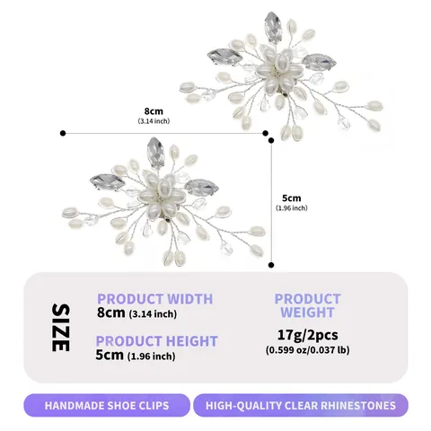 Elegant Alloy Artificial Pearl Rhinestone Shoe Clip For Wedding Bridal Shoes Handmade Flower Shoe Buckle Decoration For Women