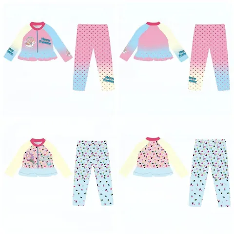 Mädchen Langarm Badebekleidung Oberteil Und Rock Kinder Rash Guard Cartoon Meerjungfrau Einhorn Druck Sonnenschutz Badeanzug