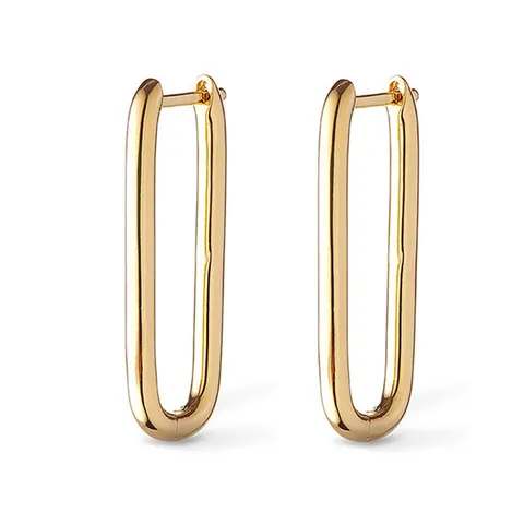 925 Sterling Silver U-Shaped Hoop Earrings 18K Gold Plated Minimalist Geometric Ear Buckles For Women Fashion Jewelry Gift