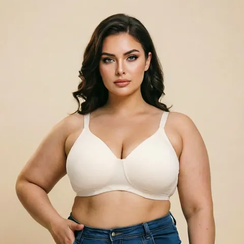 Women's Plus Size Wireless Bra Full Cup Wide Shoulder Straps Breathable Sweat Absorbent Lingerie Anti-Sagging Comfort Bra