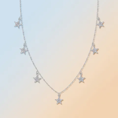 925 Sterling Silver Moissanite Star Cross Pendant Necklace For Women Elegant Dainty Adjustable Clavicle Chain Jewelry