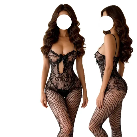 Sexy Fishnet Lingerie Rhinestone Mesh Bodysuit Garter Stockings And Sleeves Nightwear For Women Sparkly Clubwear