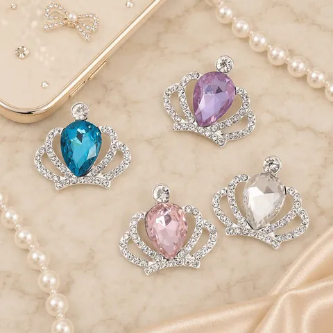 Ciondolo a Corona in Lega Vintage con Strass Cristallo Taglio a Pera per Creazione Gioielli Fai-da-Te Spilla Custodia Cellulare Decorazione