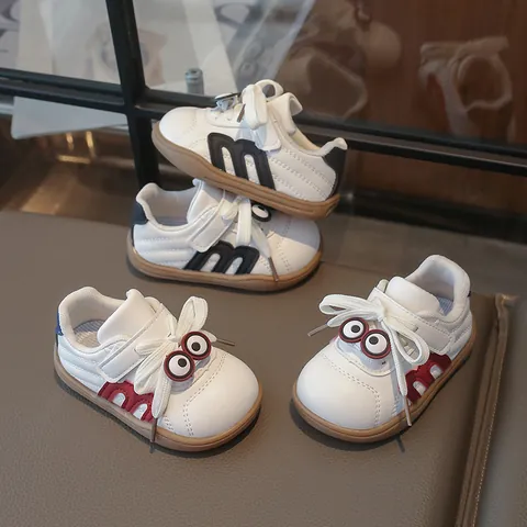 Sneaker alla Moda per Bambini in Pelle Microfibra Scarpe Basse Traspiranti Antiscivolo Velcro per Ragazzi Ragazze