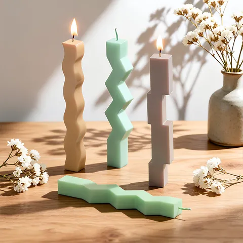 Geometric Irregular Long Strip Candle Silicone Mold Wave Zigzag Shape DIY Aromatherapy Candle Resin Plaster Making Craft Mold