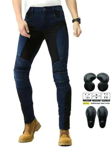 Men Motorcycle Riding Jeans With Detachable Hip Knee Protectors Summer Breathable Denim Racing Pants Protective Biker Trousers Outdoor Gear