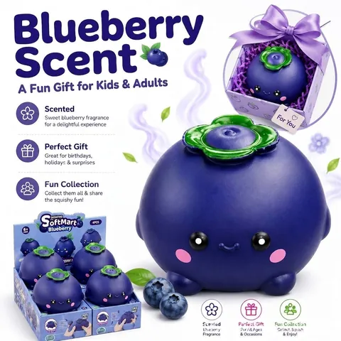 Jumbo Mirtillo Squishy Ritorno Lento Profumato Giocattolo Antistress Viola Forma di Frutta Morbido Giocattolo da Spremere per Bambini Adulti