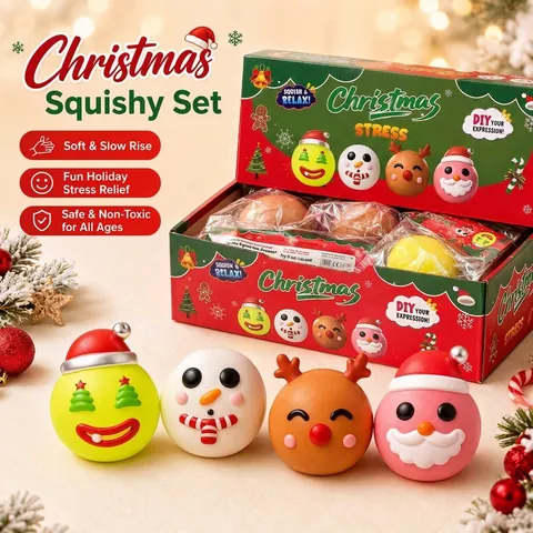 Christmas Ugly Series Squishy Stress Relief Slow Rise Toy Santa Claus Snowman Reindeer Flour Filled Soft Squeeze Toy For Kids Adults Gift