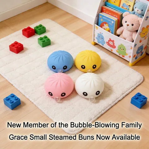 Giocattolo Squishy a Forma di Xiao Long Bao Cartone Animato Sputo di Bolle Antistress Decompressione Giocattolo Sensoriale per Ufficio Adulti