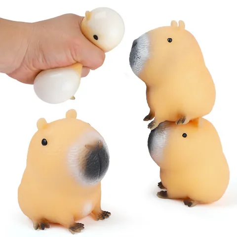 Jouet Squishy Capybara Souple à Rebond Lent Forme d'Animal Anti-stress Jouet à Presser pour Bureau Enfants Adultes Déco