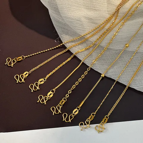 Collana Semplice in Acciaio al Titanio Placcato Oro 24K per Donna Girocollo Minimalista a Catena con Maglia a Scatola Gioielli
