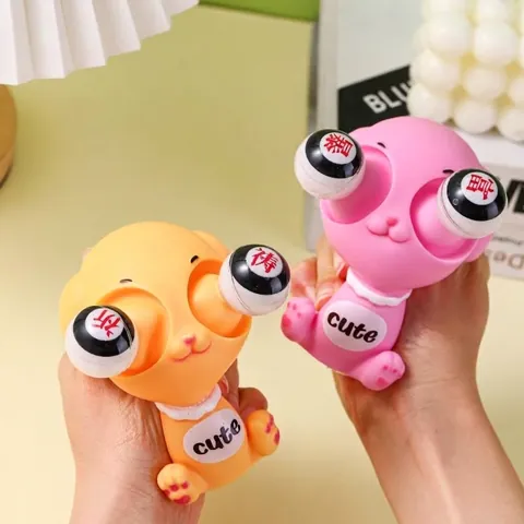 Giocattolo Antistress Squishy Cane con Occhi Sgranati Divertente Bambola Animale Giocattolo di Sfiato in Vinile Morbido per Ufficio Casa Regalo