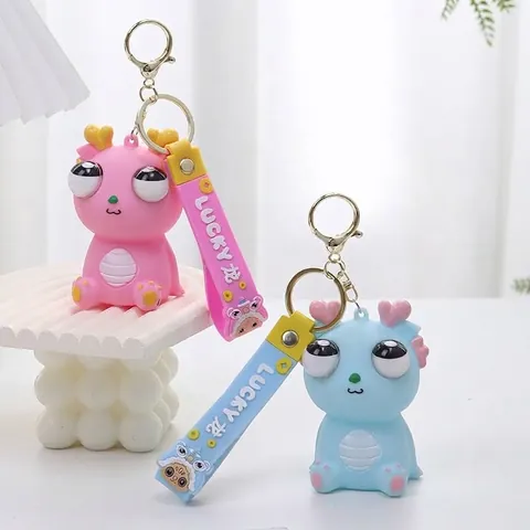 Portachiavi Squishy Drago Cartone Animato Sollievo dallo Stress Giocattolo da Spremere Simpatico Animale in Vinile Ciondolo Borsa