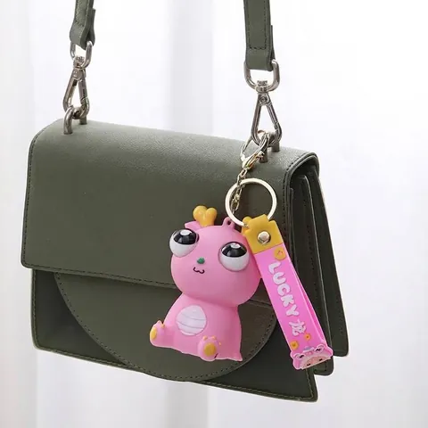 Portachiavi Squishy Drago Cartone Animato Sollievo dallo Stress Giocattolo da Spremere Simpatico Animale in Vinile Ciondolo Borsa