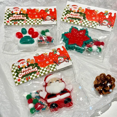 Juego de Juguetes Squishy de Navidad Papá Noel Muñeco de Nieve Pata de Gato Alivio del Estrés Fidget Squeeze Toy para Niños Adultos Regalo