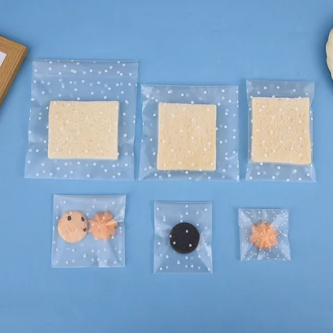Mattierte Halbtransparente Weiße Punkte Selbstklebende OPP Verpackungsbeutel Für Mondkuchen Bäckerei Brot Kekse Lebensmittel