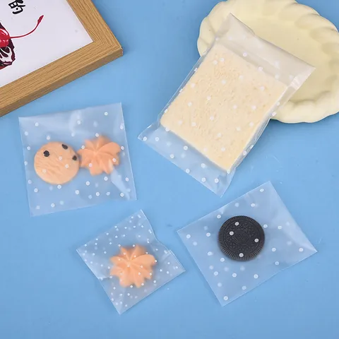 Mattierte Halbtransparente Weiße Punkte Selbstklebende OPP Verpackungsbeutel Für Mondkuchen Bäckerei Brot Kekse Lebensmittel