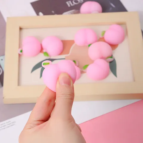 Süßer Pfirsich Quetschspielzeug Weicher Kunststoff Frucht Squeeze Toy zum Stressabbau Sensorisches Dekompressionsspielzeug
