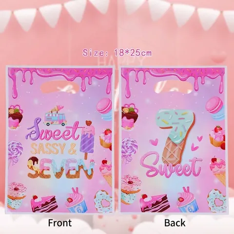 Donut Theme Party Favor Bags For Birthday Candy Cookie Packaging Sweet Dessert Design Plastic Pearlescent Film Gift Handbags