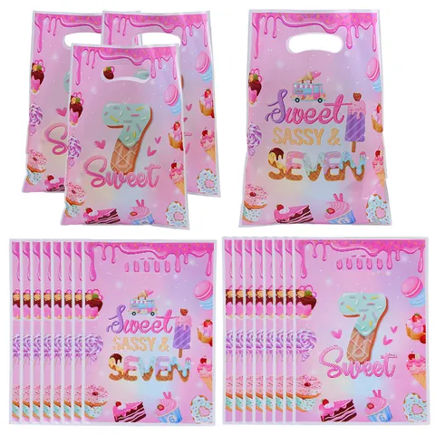Donut Theme Party Favor Bags For Birthday Candy Cookie Packaging Sweet Dessert Design Plastic Pearlescent Film Gift Handbags