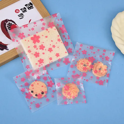 Mattierte Transluzente Rosa Kirschblüten Selbstklebende Beutel Für Kekse Süßigkeiten Mondkuchen Geschenk Lebensmittelverpackung Plastiktüten
