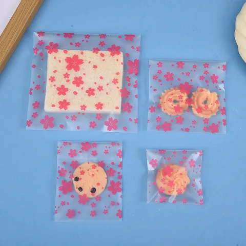 Mattierte Transluzente Rosa Kirschblüten Selbstklebende Beutel Für Kekse Süßigkeiten Mondkuchen Geschenk Lebensmittelverpackung Plastiktüten