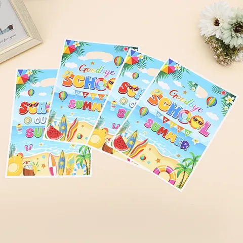 Summer Beach Theme Plastic Gift Bags With Handles Graduation Party Favors Goodie Bags For Kids Birthday Holiday Treats