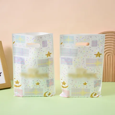 Eid Mubarak Stern Mond Druck Kunststoff Geschenktüten Mit Griff Festliche Party Mitbringsel Taschen Für Süßigkeiten Snacks Kleine Geschenke