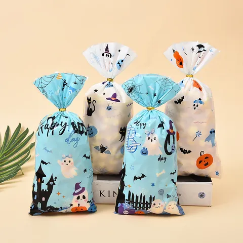 Halloween Candy Bags OPP Flat Gift Bags Festive Party Favor Treat Bags Ghost Pumpkin Prints For Baking